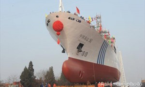 中国海洋侦察船登录武汉