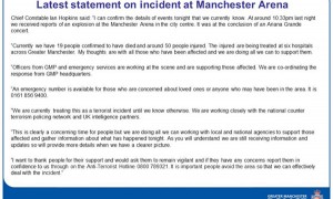 英国曼彻斯特恐袭事件致19人死亡