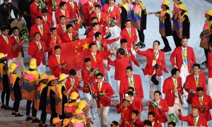 里约奥运会开幕式英文报道：中国代表团入场